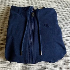 Navy blue Campion zip up with grey interior hood